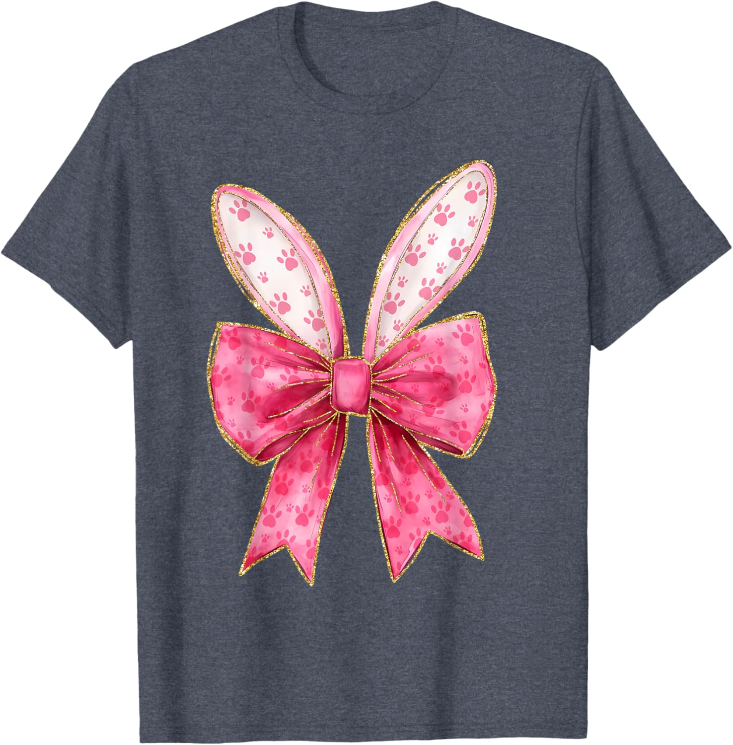 Coquette Bow Bunny Ears Easter Cute Pink Rabbit Women Girls T-Shirt