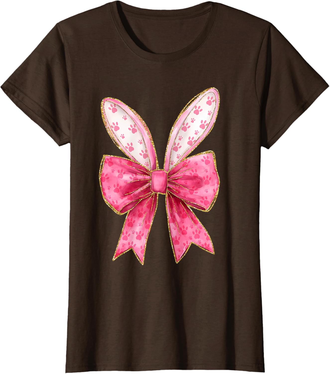 Coquette Bow Bunny Ears Easter Cute Pink Rabbit Women Girls T-Shirt