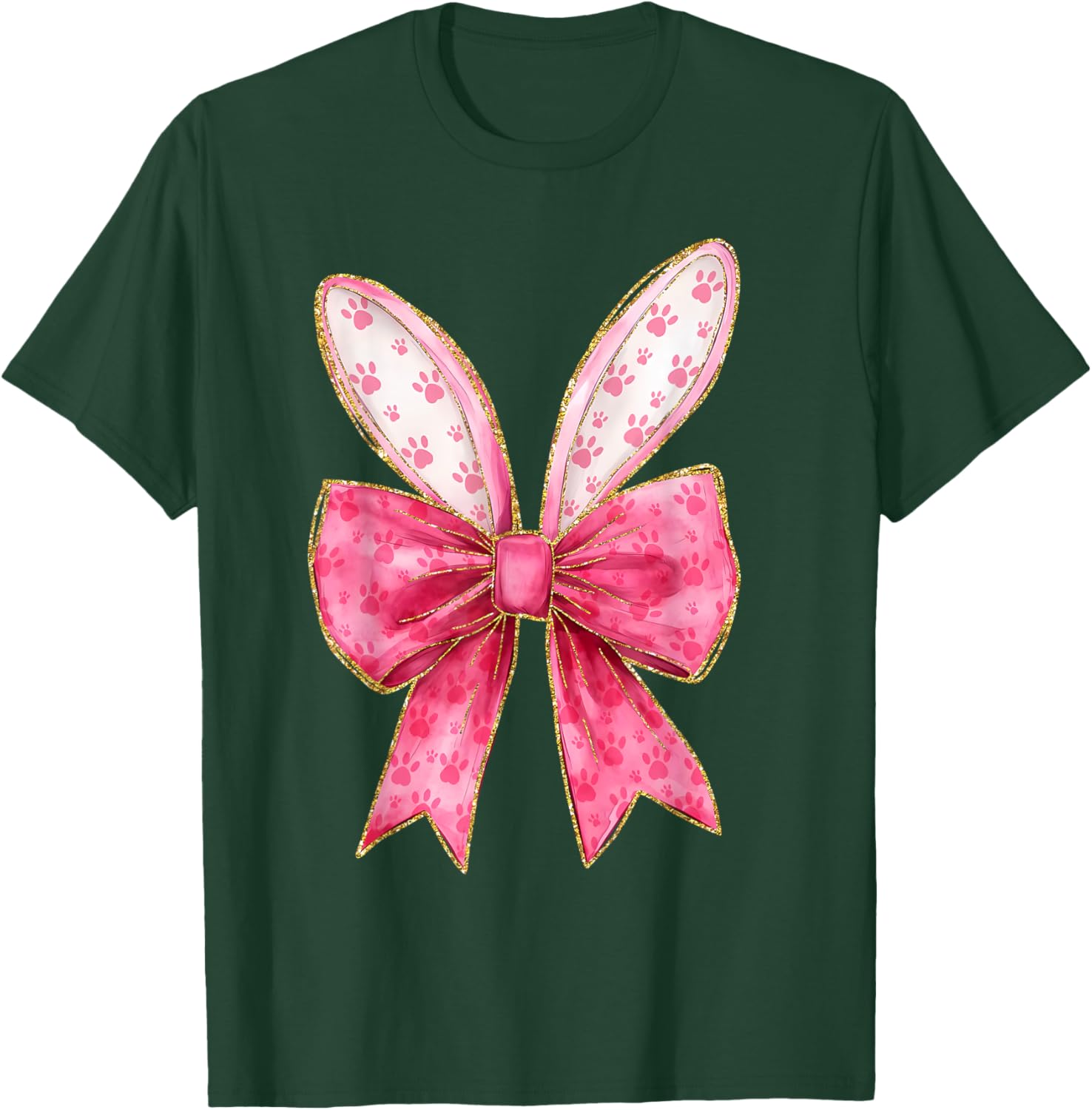 Coquette Bow Bunny Ears Easter Cute Pink Rabbit Women Girls T-Shirt