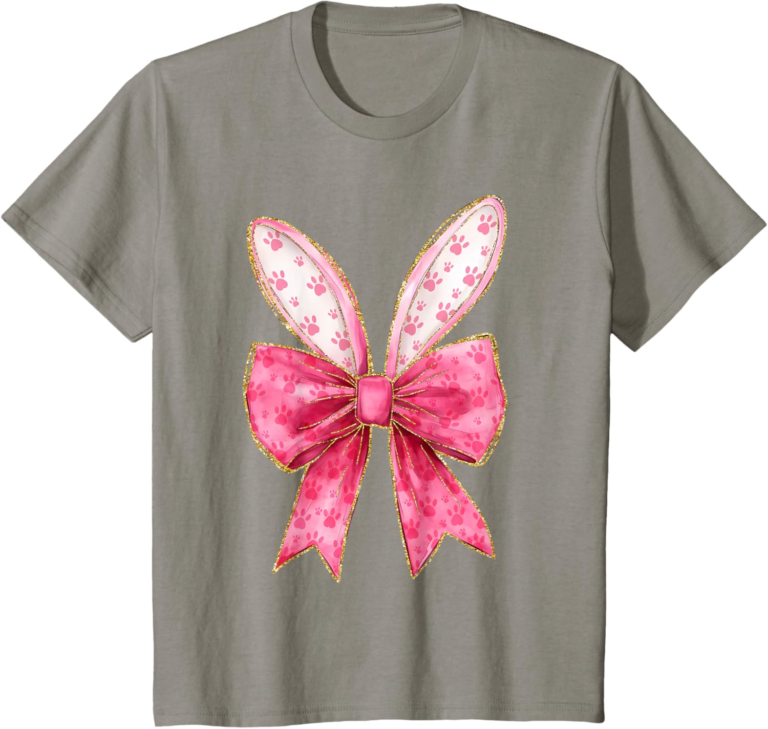 Coquette Bow Bunny Ears Easter Cute Pink Rabbit Women Girls T-Shirt