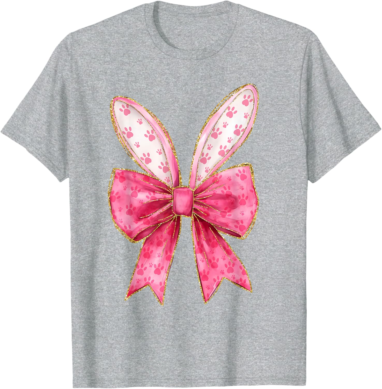 Coquette Bow Bunny Ears Easter Cute Pink Rabbit Women Girls T-Shirt