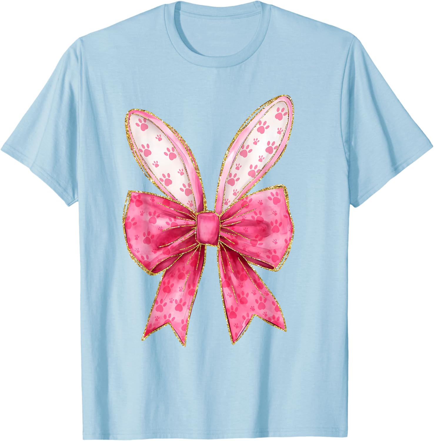 Coquette Bow Bunny Ears Easter Cute Pink Rabbit Women Girls T-Shirt