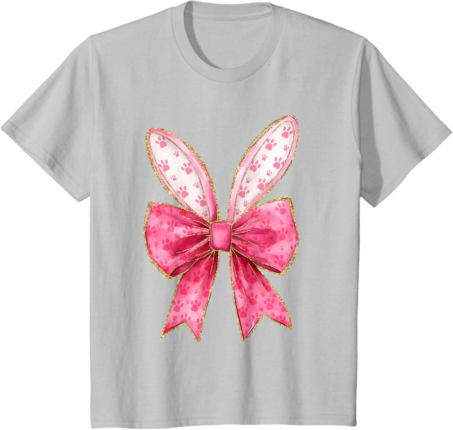 Coquette Bow Bunny Ears Easter Cute Pink Rabbit Women Girls T-Shirt