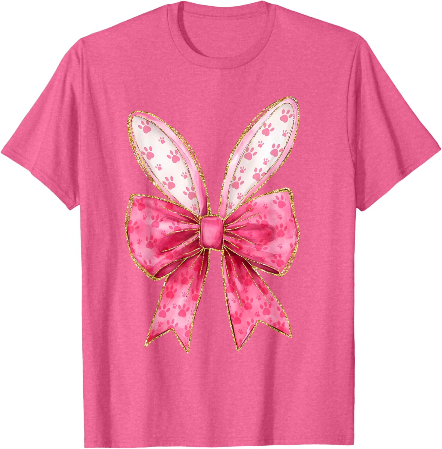 Coquette Bow Bunny Ears Easter Cute Pink Rabbit Women Girls T-Shirt