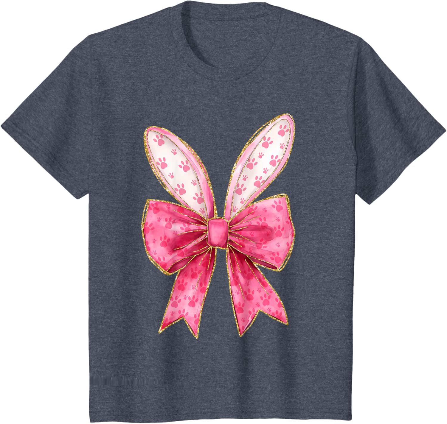 Coquette Bow Bunny Ears Easter Cute Pink Rabbit Women Girls T-Shirt