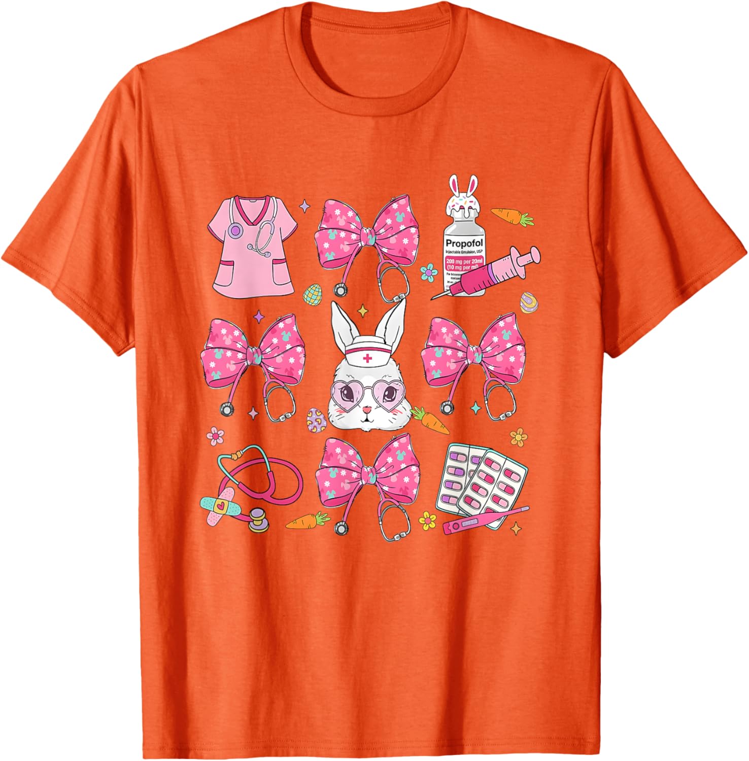 Coquette Bow Bunny Nurse Easter Day Nurse Easter Happy T-Shirt