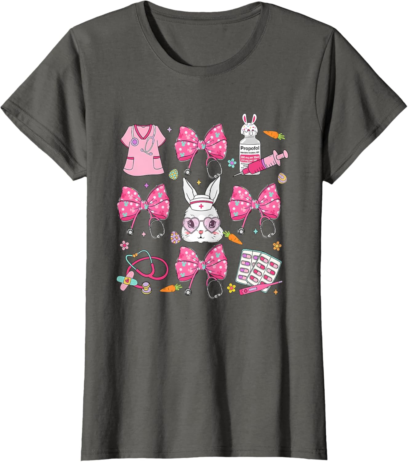 Coquette Bow Bunny Nurse Easter Day Nurse Easter Happy T-Shirt