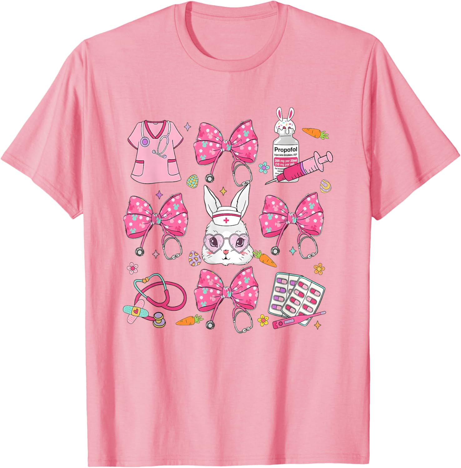 Coquette Bow Bunny Nurse Easter Day Nurse Easter Happy T-Shirt