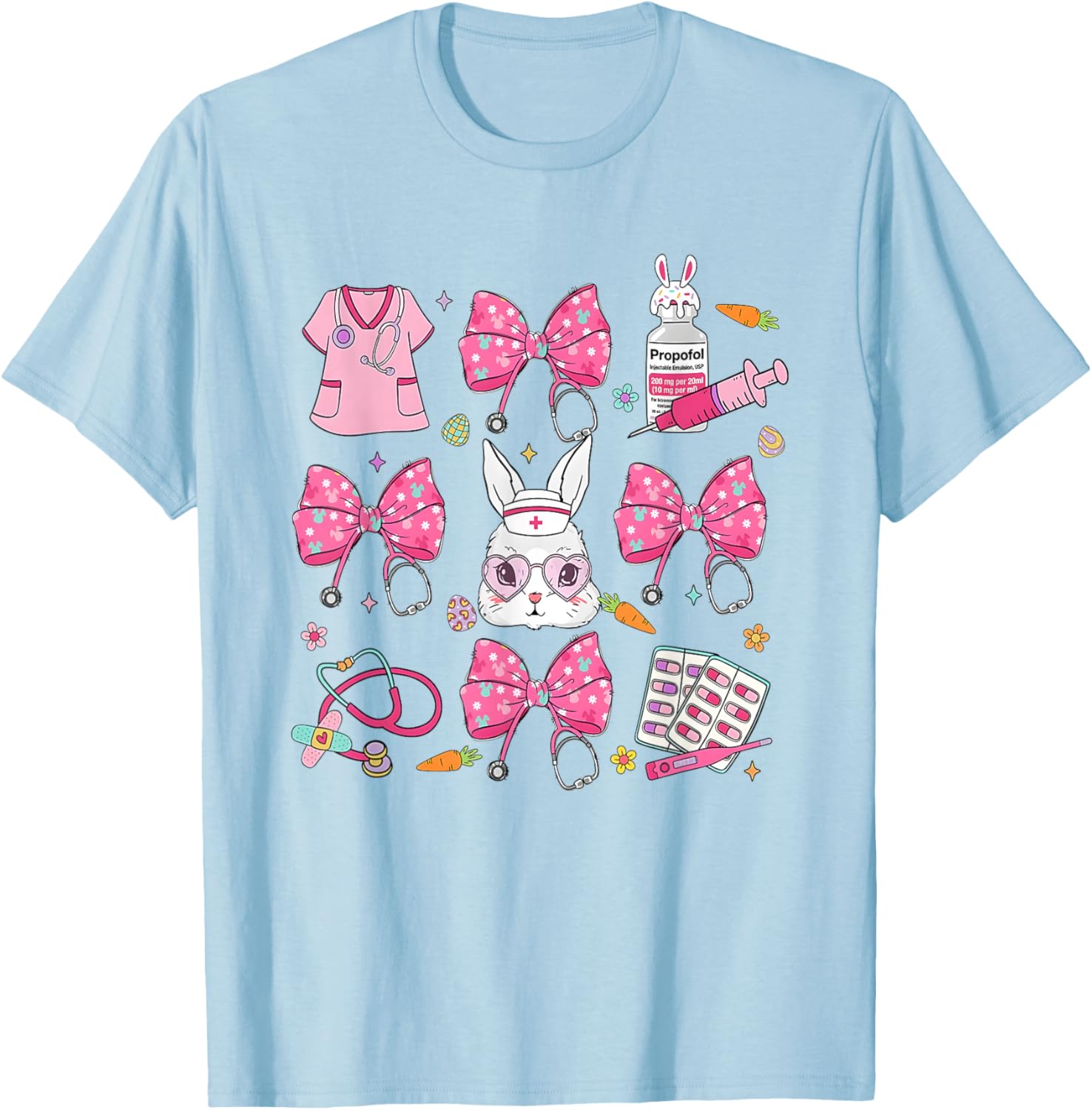 Coquette Bow Bunny Nurse Easter Day Nurse Easter Happy T-Shirt