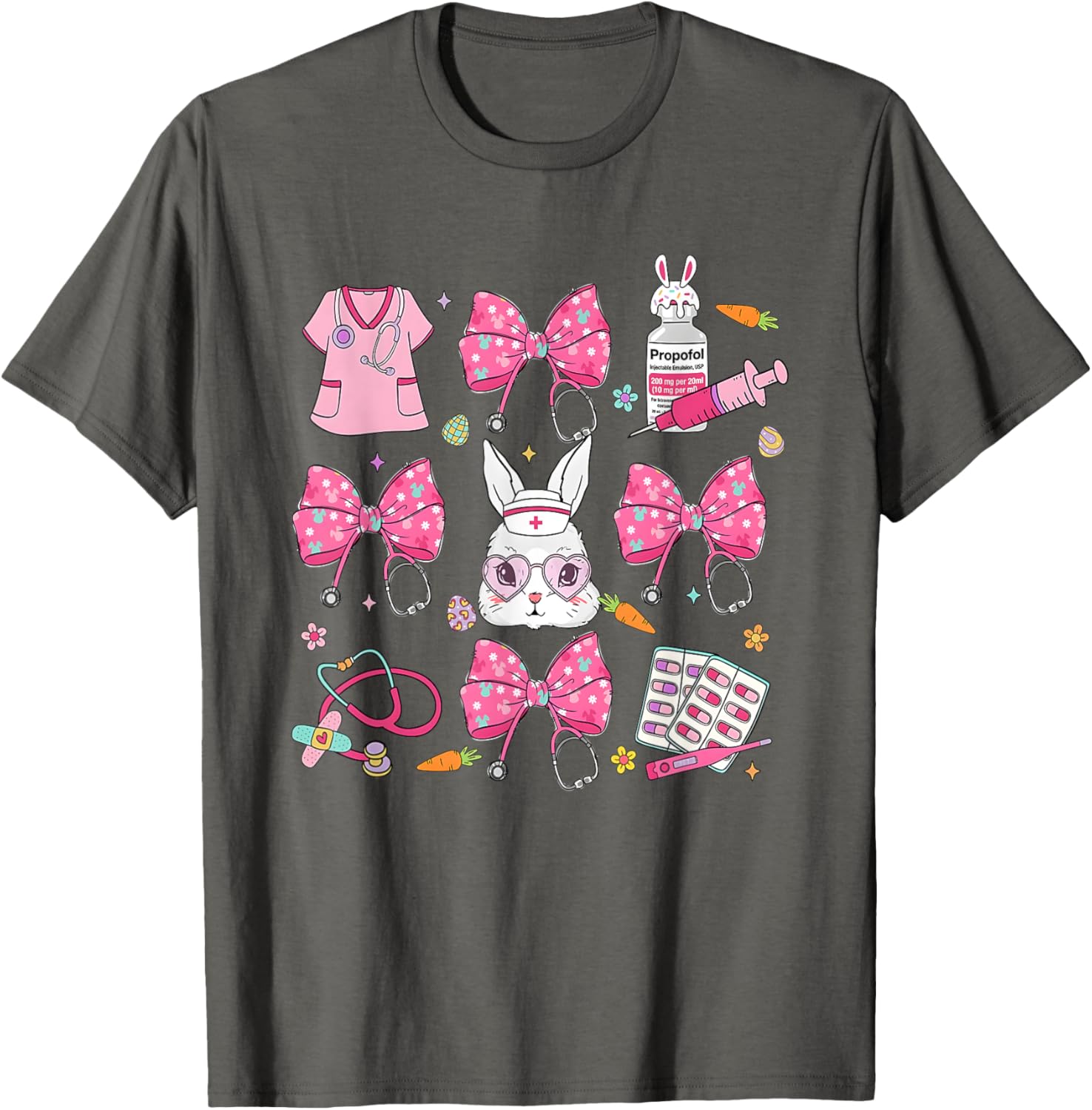 Coquette Bow Bunny Nurse Easter Day Nurse Easter Happy T-Shirt