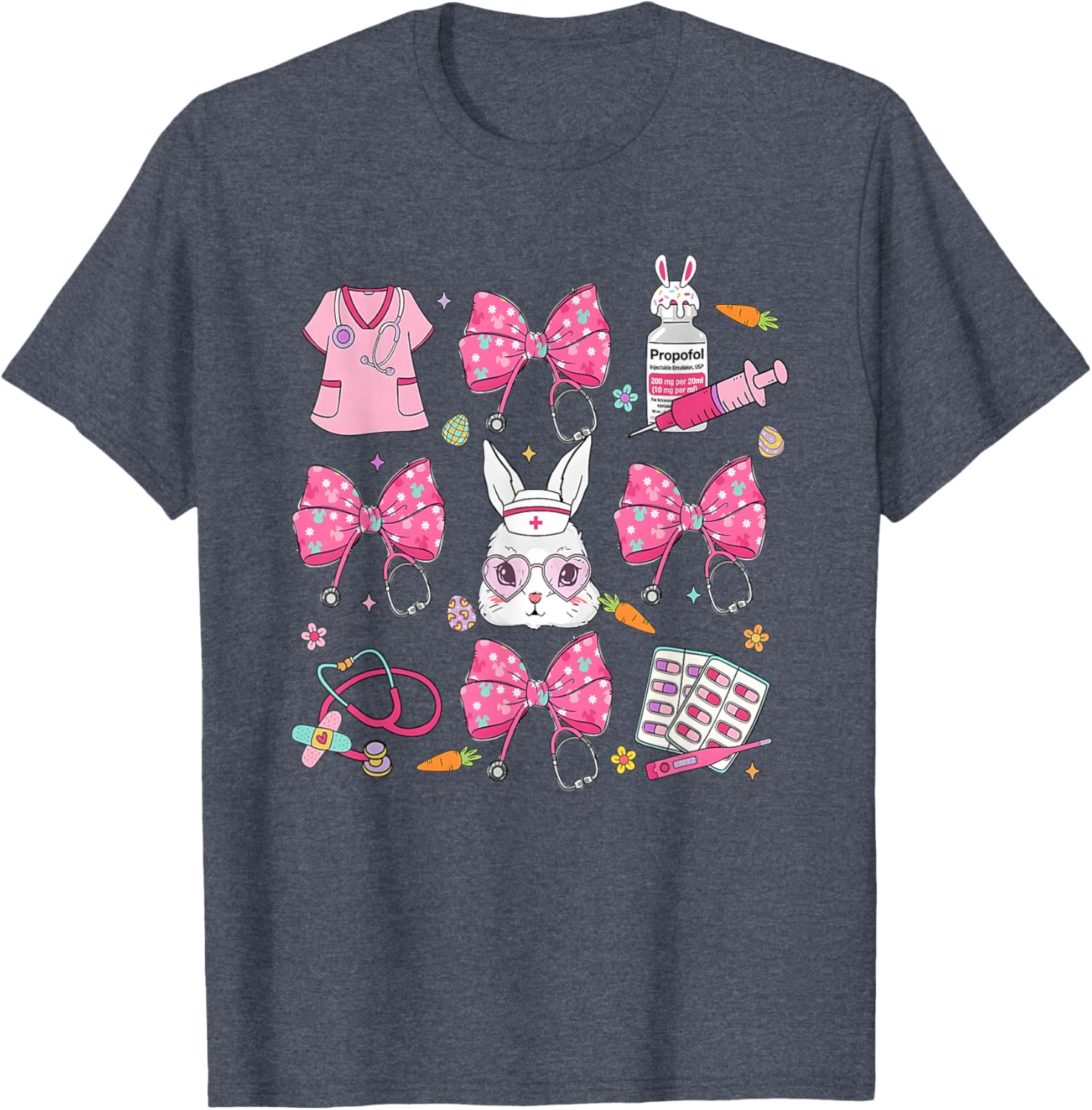 Coquette Bow Bunny Nurse Easter Day Nurse Easter Happy T-Shirt