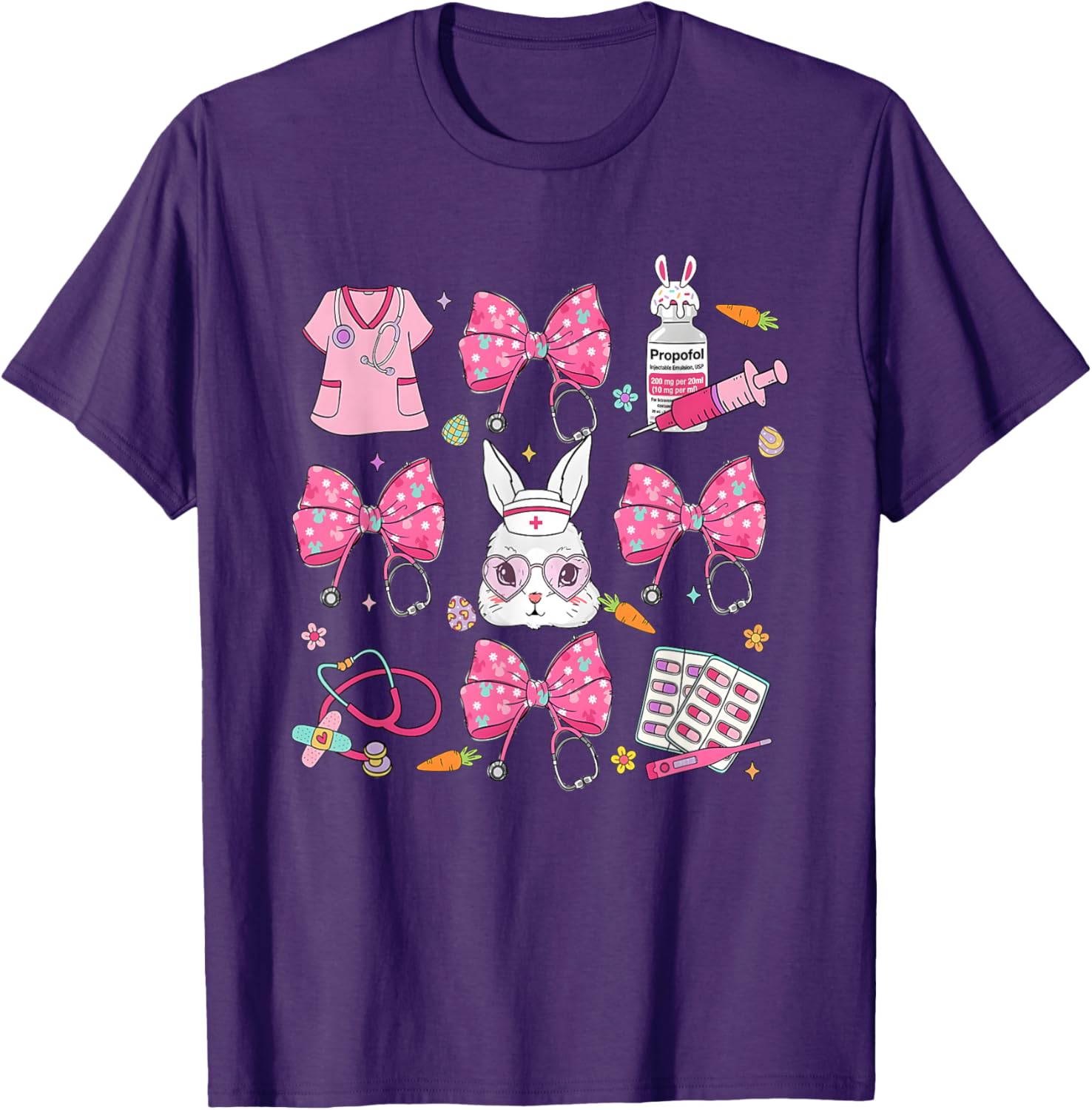 Coquette Bow Bunny Nurse Easter Day Nurse Easter Happy T-Shirt