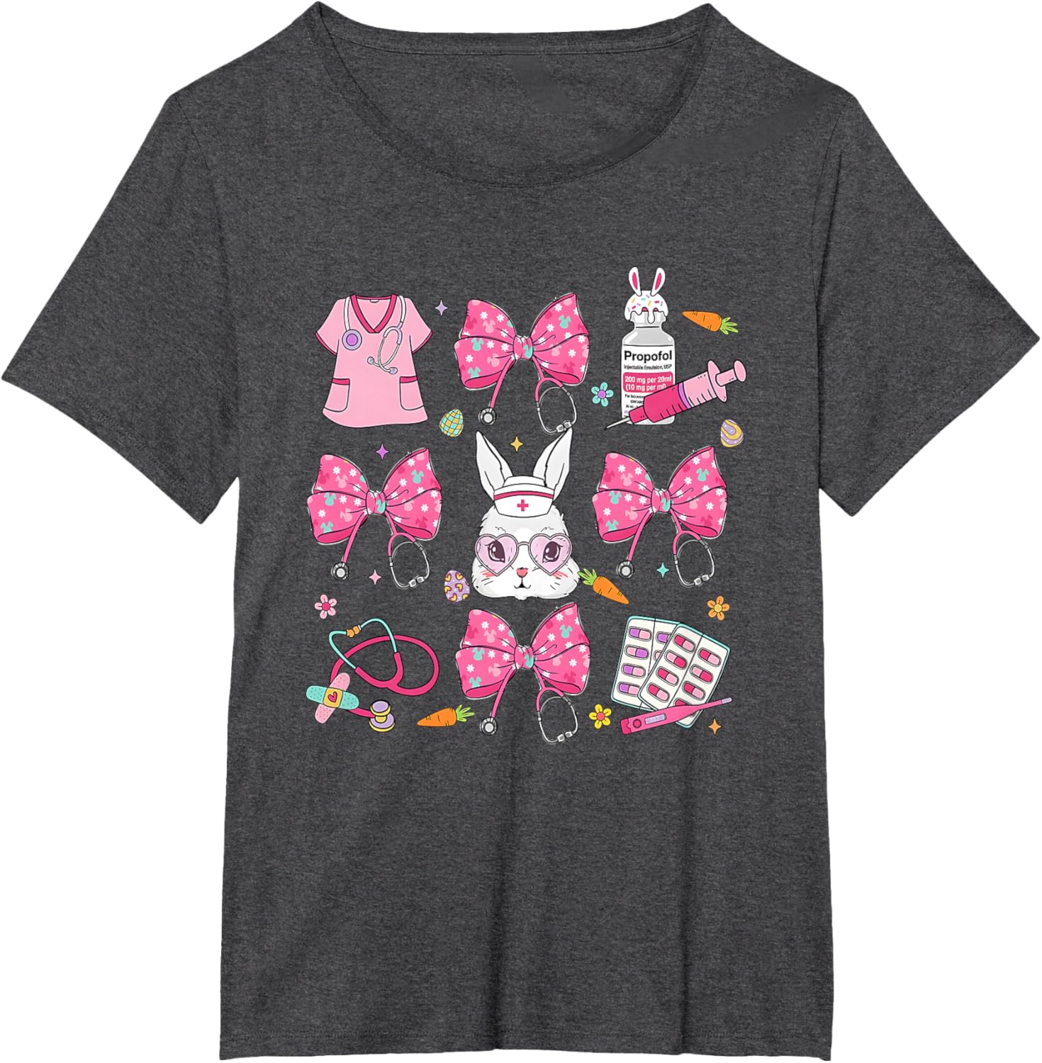 Coquette Bow Bunny Nurse Easter Day Nurse Easter Happy T-Shirt