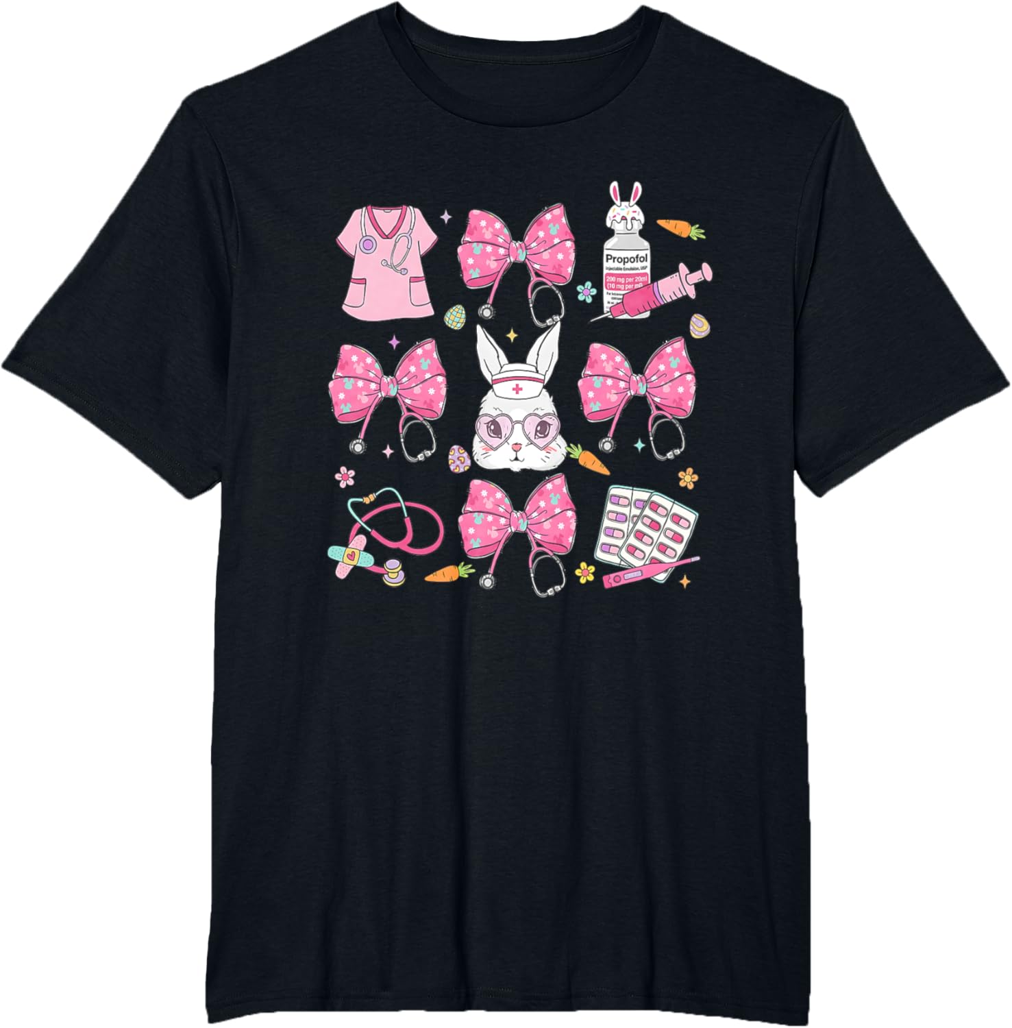 Coquette Bow Bunny Nurse Easter Day Nurse Easter Happy T-Shirt