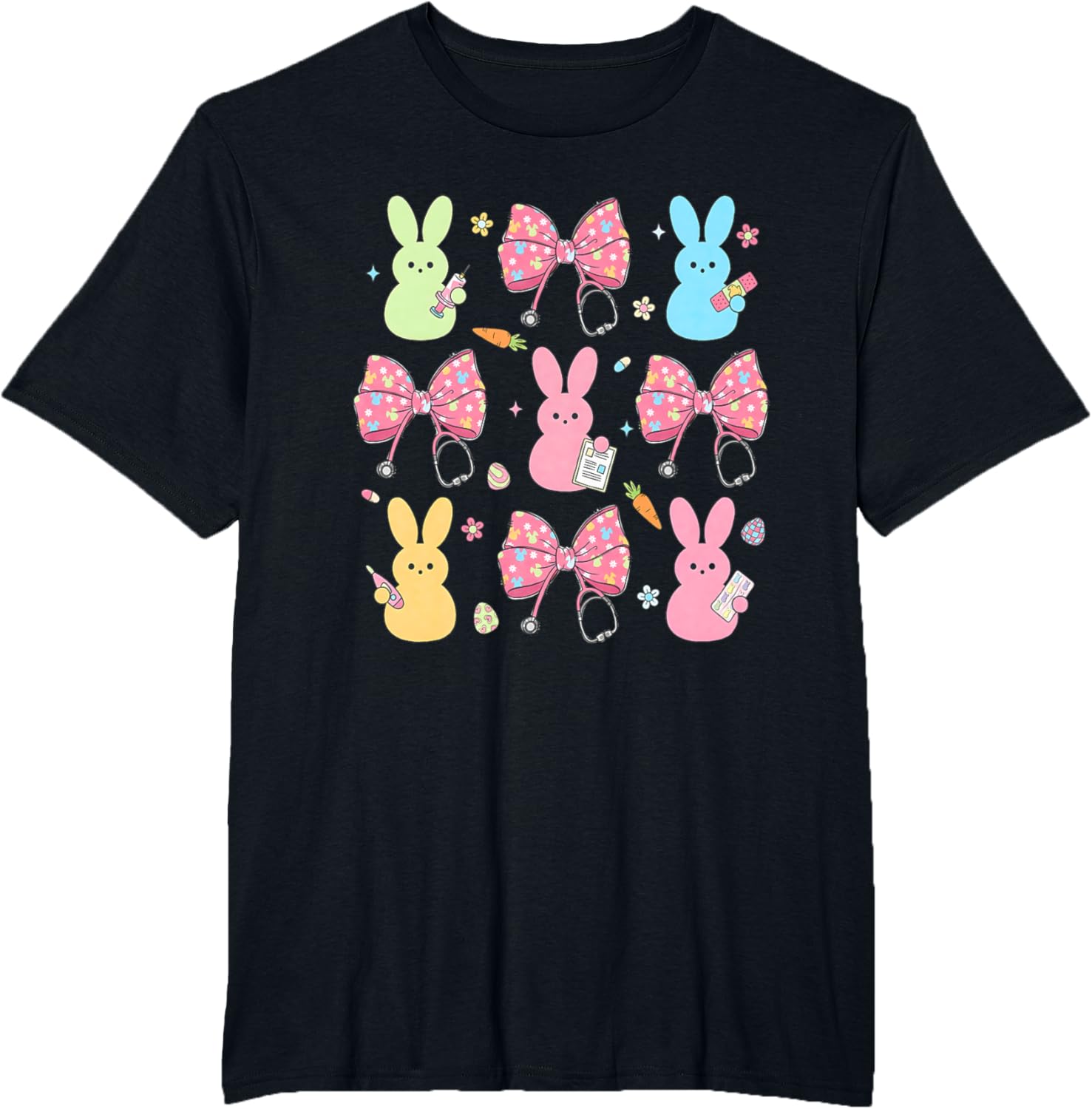 Coquette Bow Bunny Nurse Easter Day Nurse Easter Happy T-Shirt