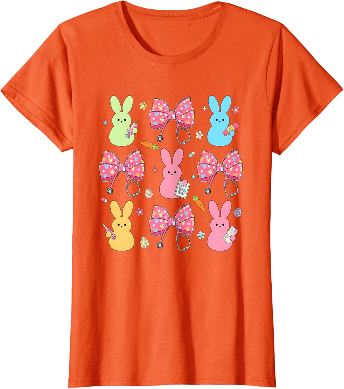 Coquette Bow Bunny Nurse Easter Day Nurse Easter Happy T-Shirt