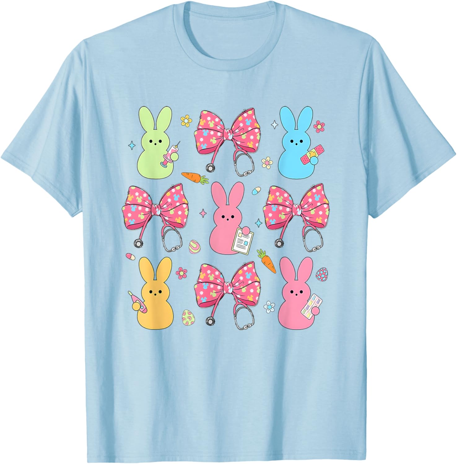 Coquette Bow Bunny Nurse Easter Day Nurse Easter Happy T-Shirt