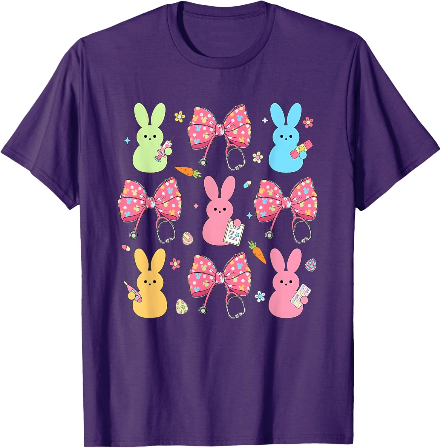 Coquette Bow Bunny Nurse Easter Day Nurse Easter Happy T-Shirt