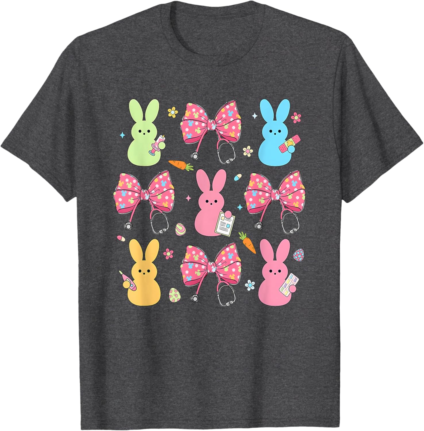 Coquette Bow Bunny Nurse Easter Day Nurse Easter Happy T-Shirt