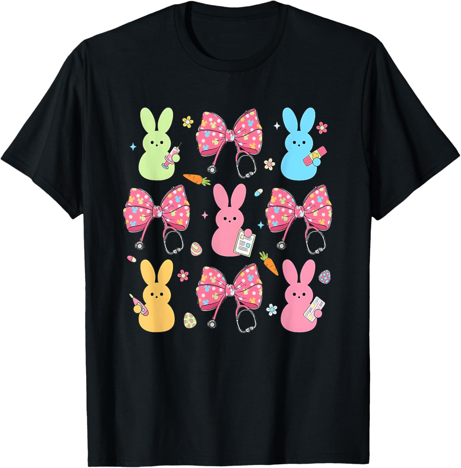 Coquette Bow Bunny Nurse Easter Day Nurse Easter Happy T-Shirt