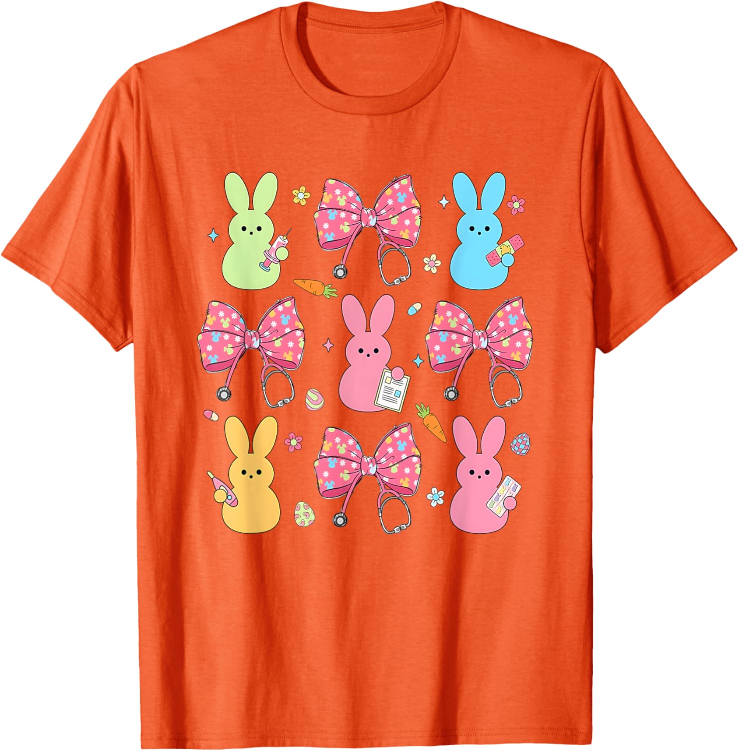 Coquette Bow Bunny Nurse Easter Day Nurse Easter Happy T-Shirt