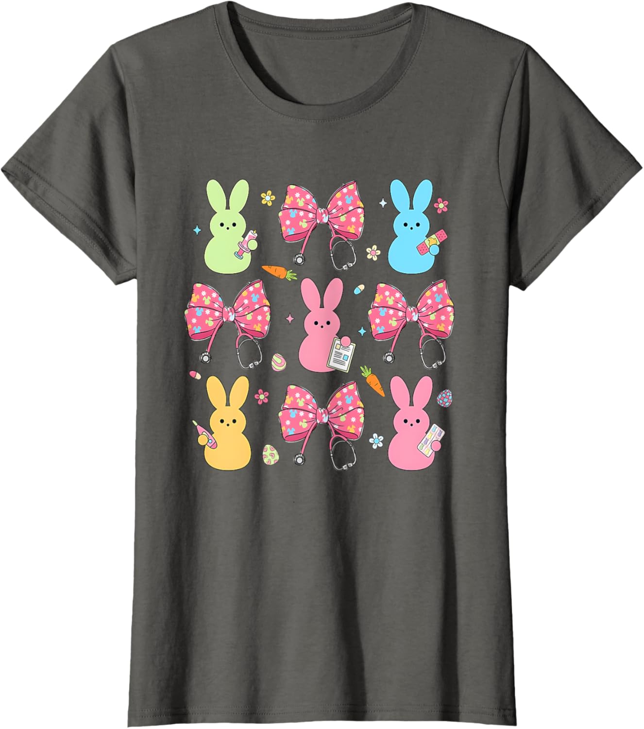 Coquette Bow Bunny Nurse Easter Day Nurse Easter Happy T-Shirt