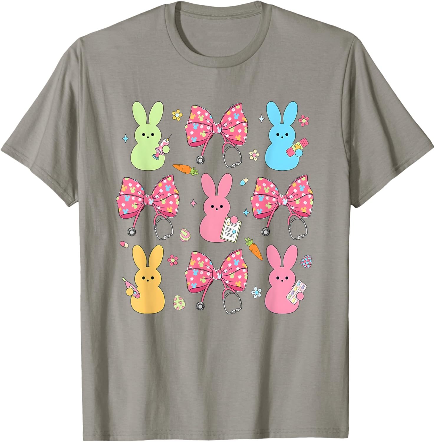 Coquette Bow Bunny Nurse Easter Day Nurse Easter Happy T-Shirt