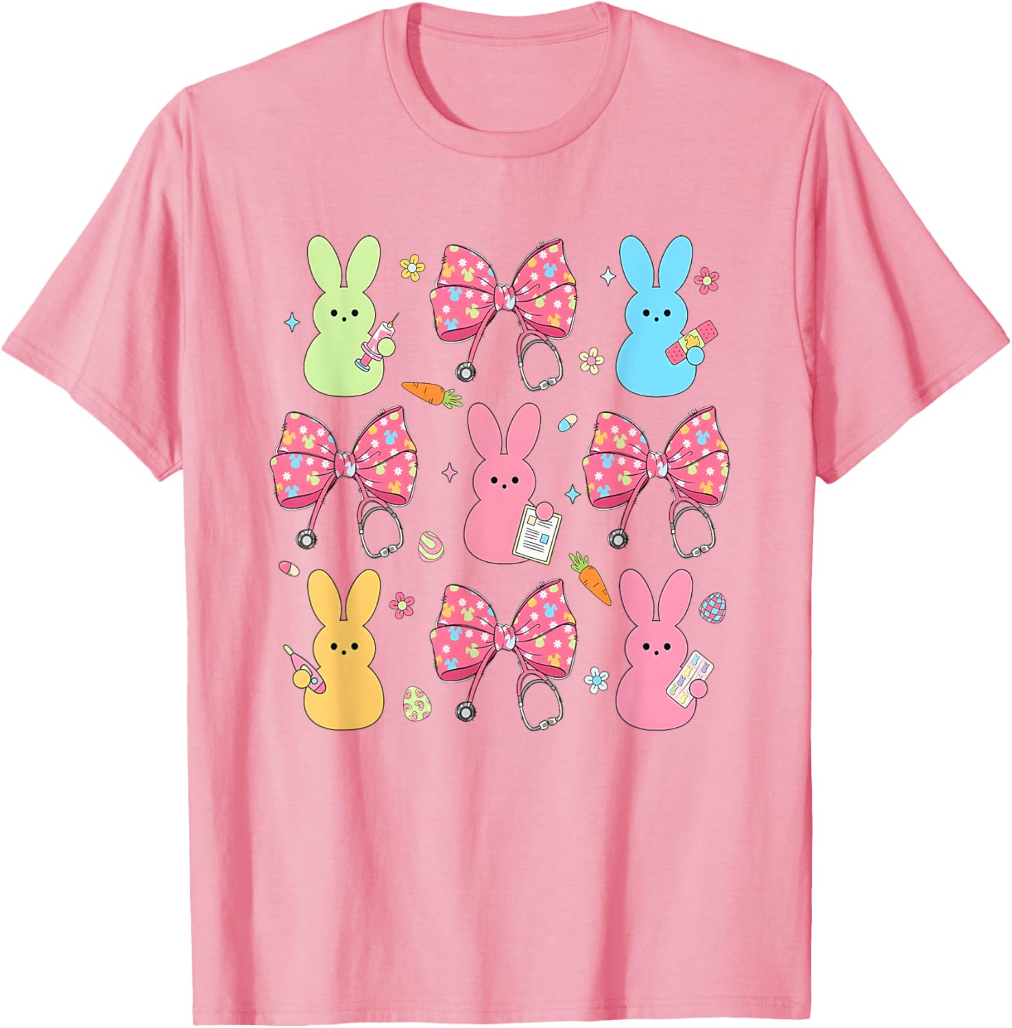 Coquette Bow Bunny Nurse Easter Day Nurse Easter Happy T-Shirt