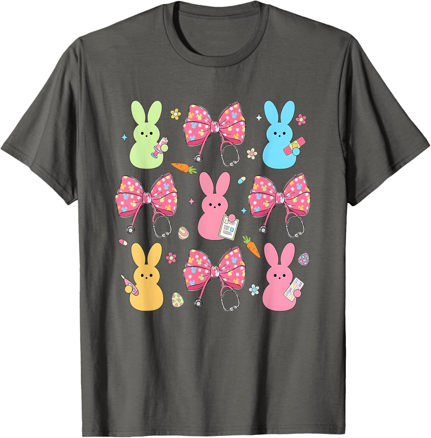 Coquette Bow Bunny Nurse Easter Day Nurse Easter Happy T-Shirt