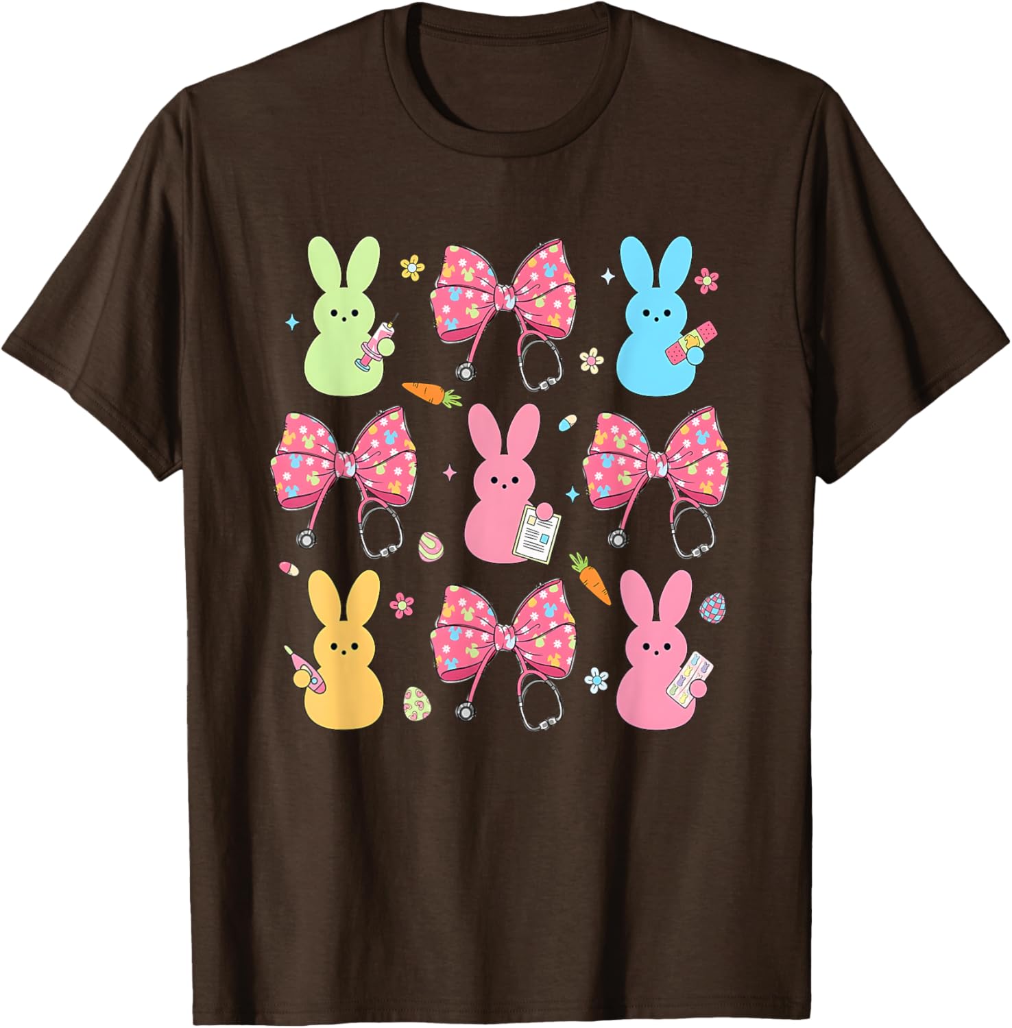 Coquette Bow Bunny Nurse Easter Day Nurse Easter Happy T-Shirt