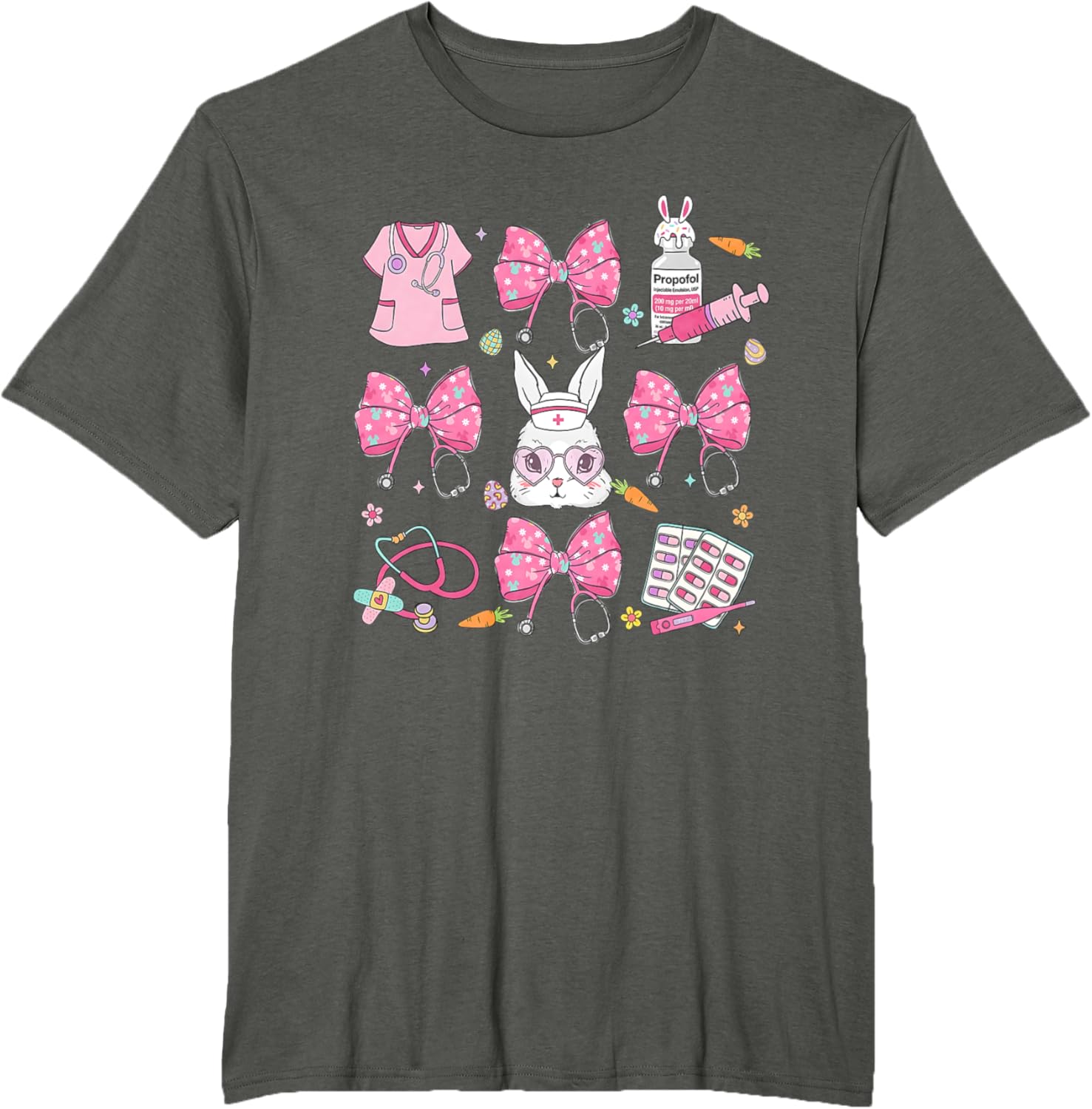 Coquette Bow Bunny Nurse Easter Day Nurse Easter Happy T-Shirt