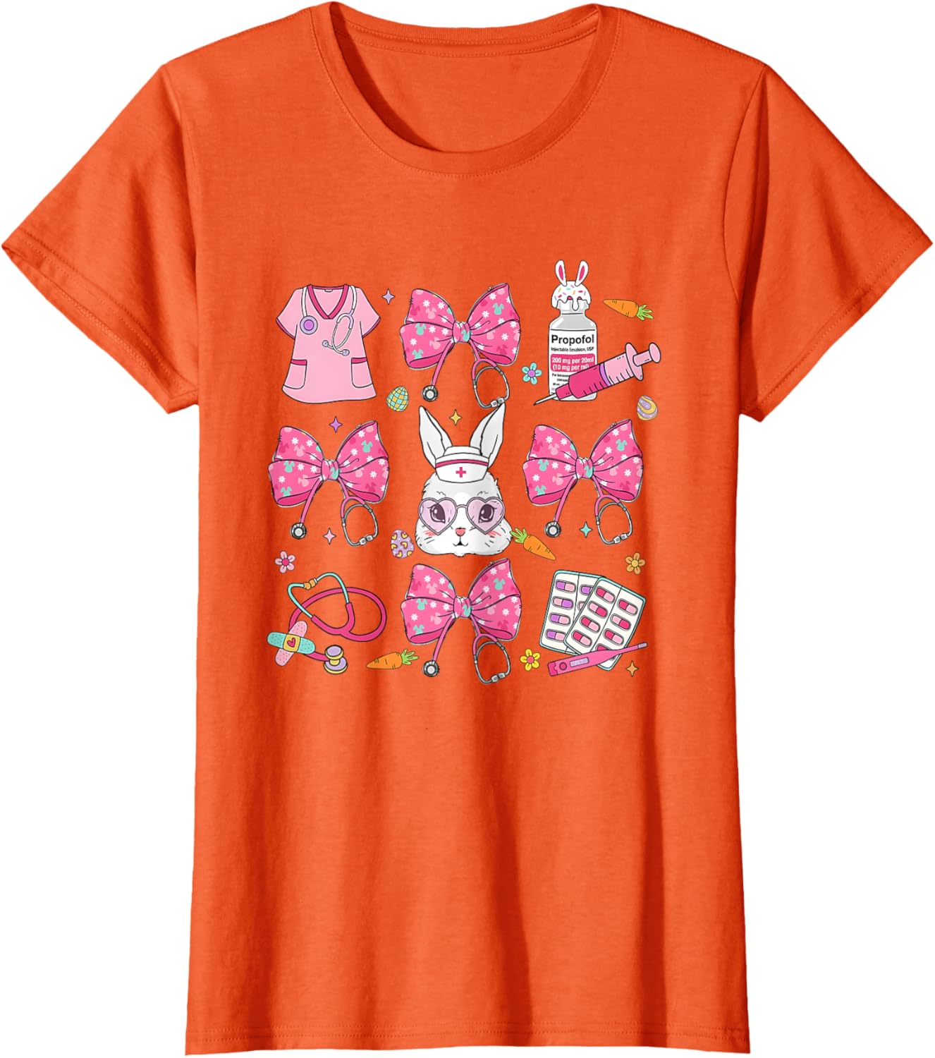 Coquette Bow Bunny Nurse Easter Day Nurse Easter Happy T-Shirt