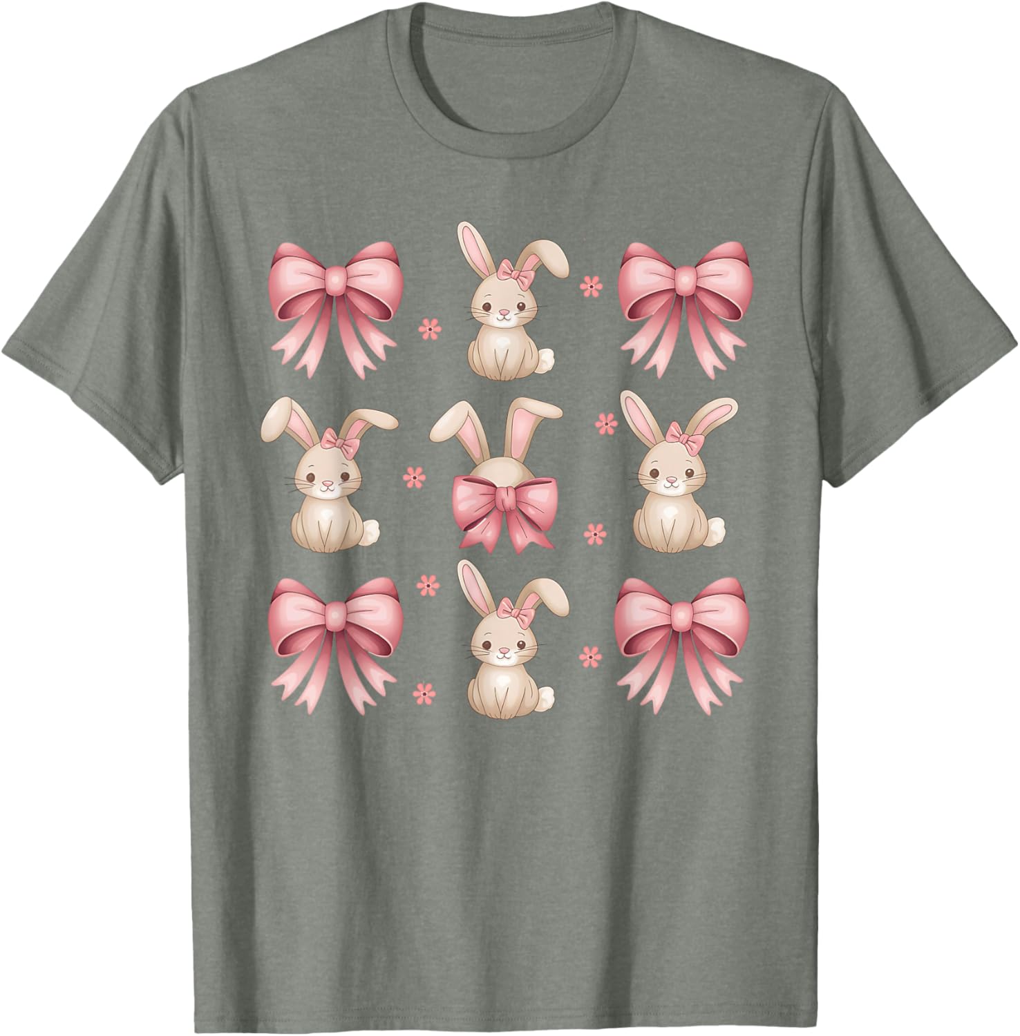 Coquette Bow Easter Bunny Ears Shirt Cute Pink Bows Rabbit T-Shirt