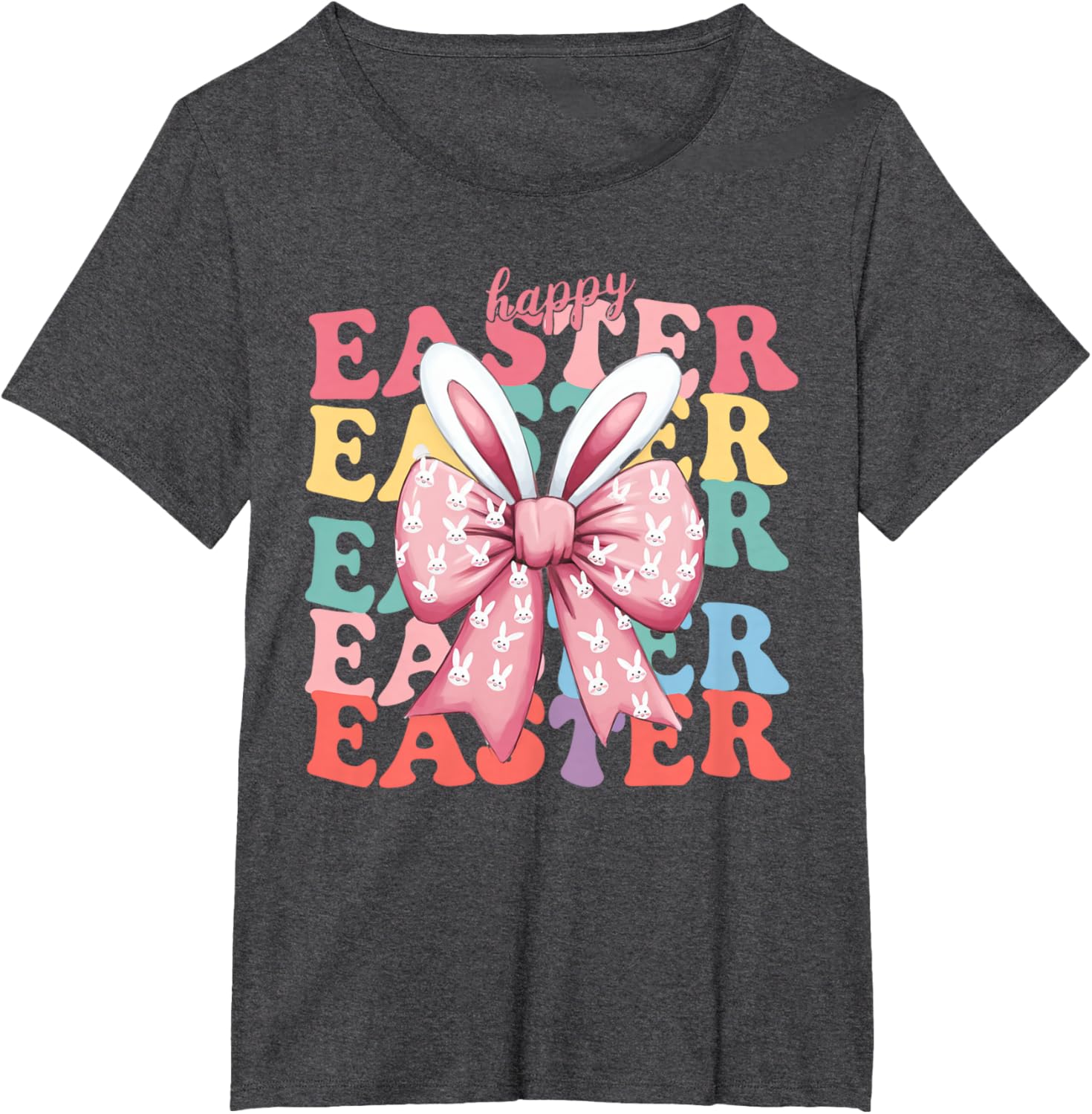 Coquette Bow Easter Bunny Ears Shirt Cute Pink Groovy Rabbit T-Shirt