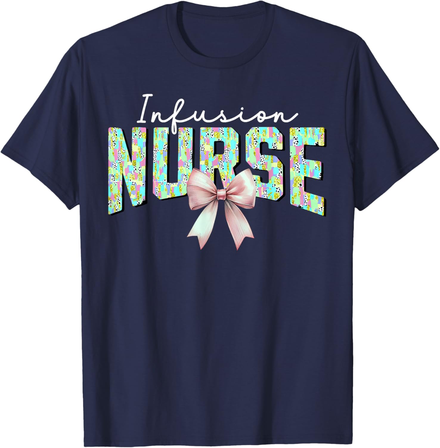 Coquette Bow Easter Infusion Nurse IV Therapy Oncology Nurse T-Shirt