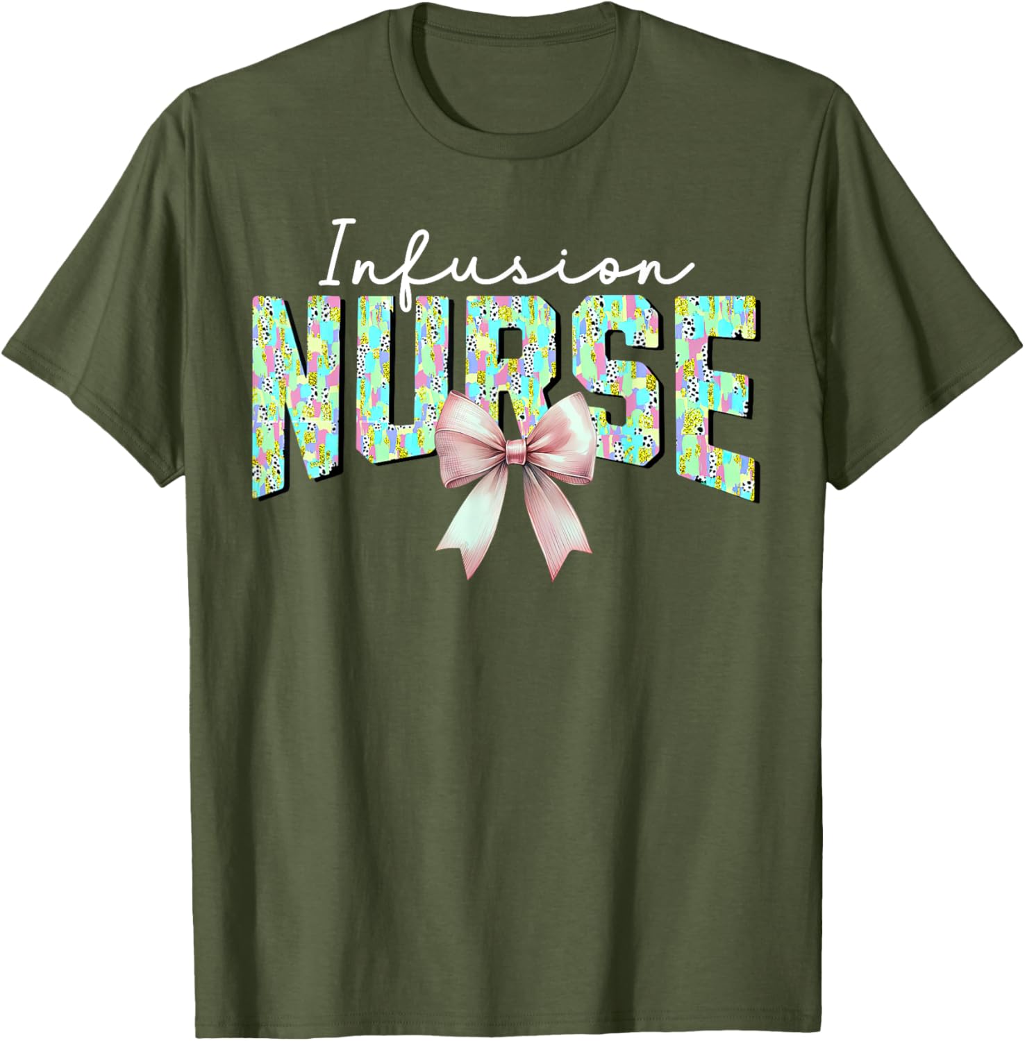 Coquette Bow Easter Infusion Nurse IV Therapy Oncology Nurse T-Shirt