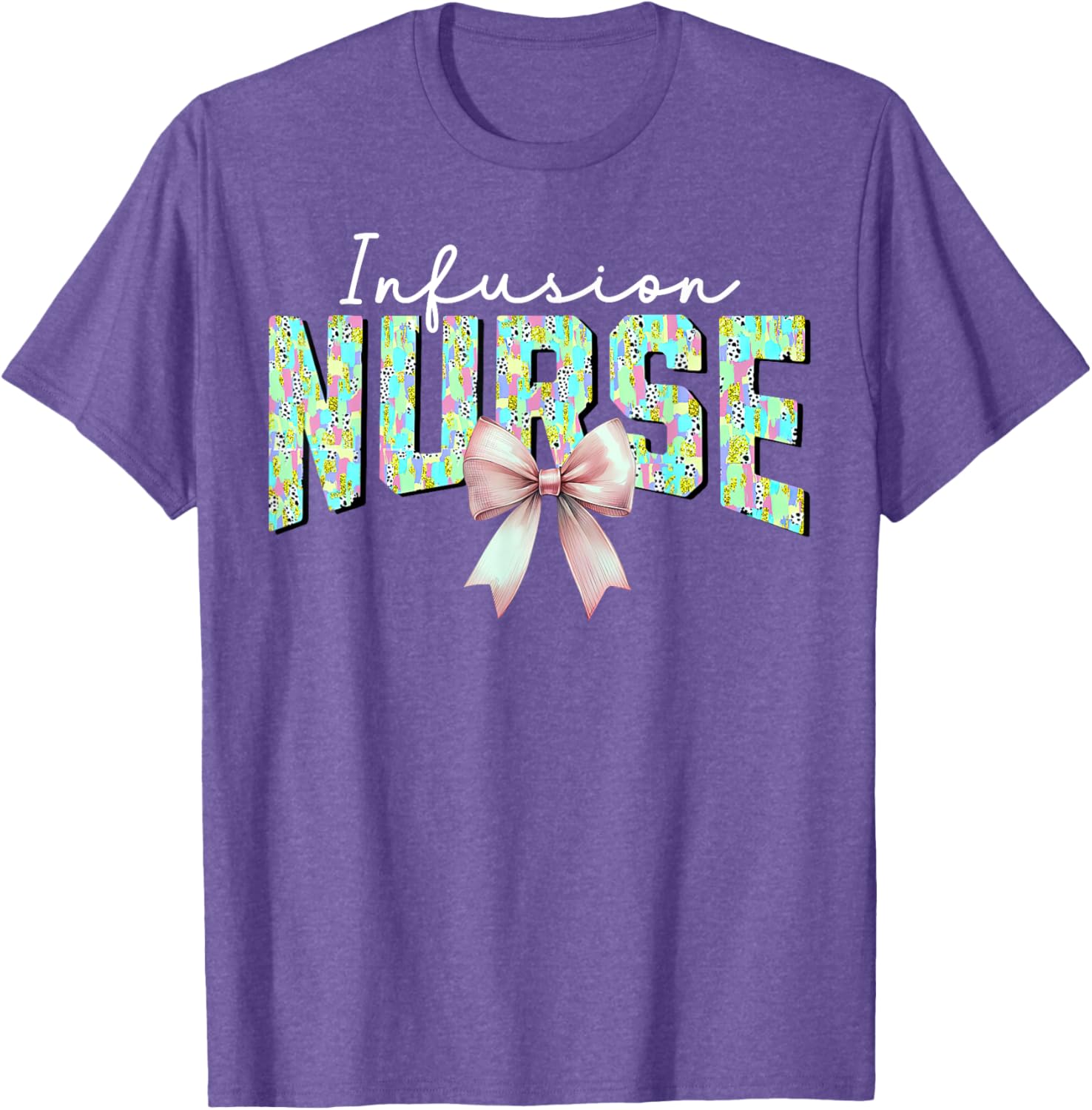 Coquette Bow Easter Infusion Nurse IV Therapy Oncology Nurse T-Shirt