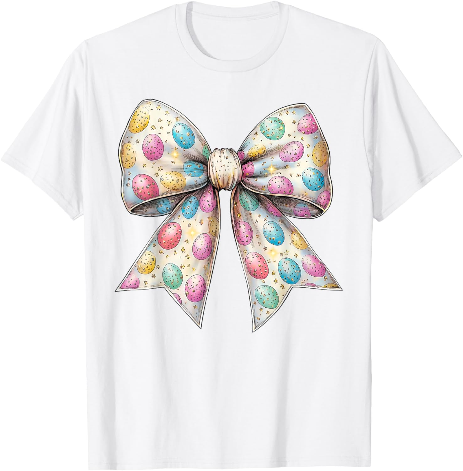 Coquette Bow Happy Easter Bunny Spring Hunt Eggs Rabbit Cute T-Shirt