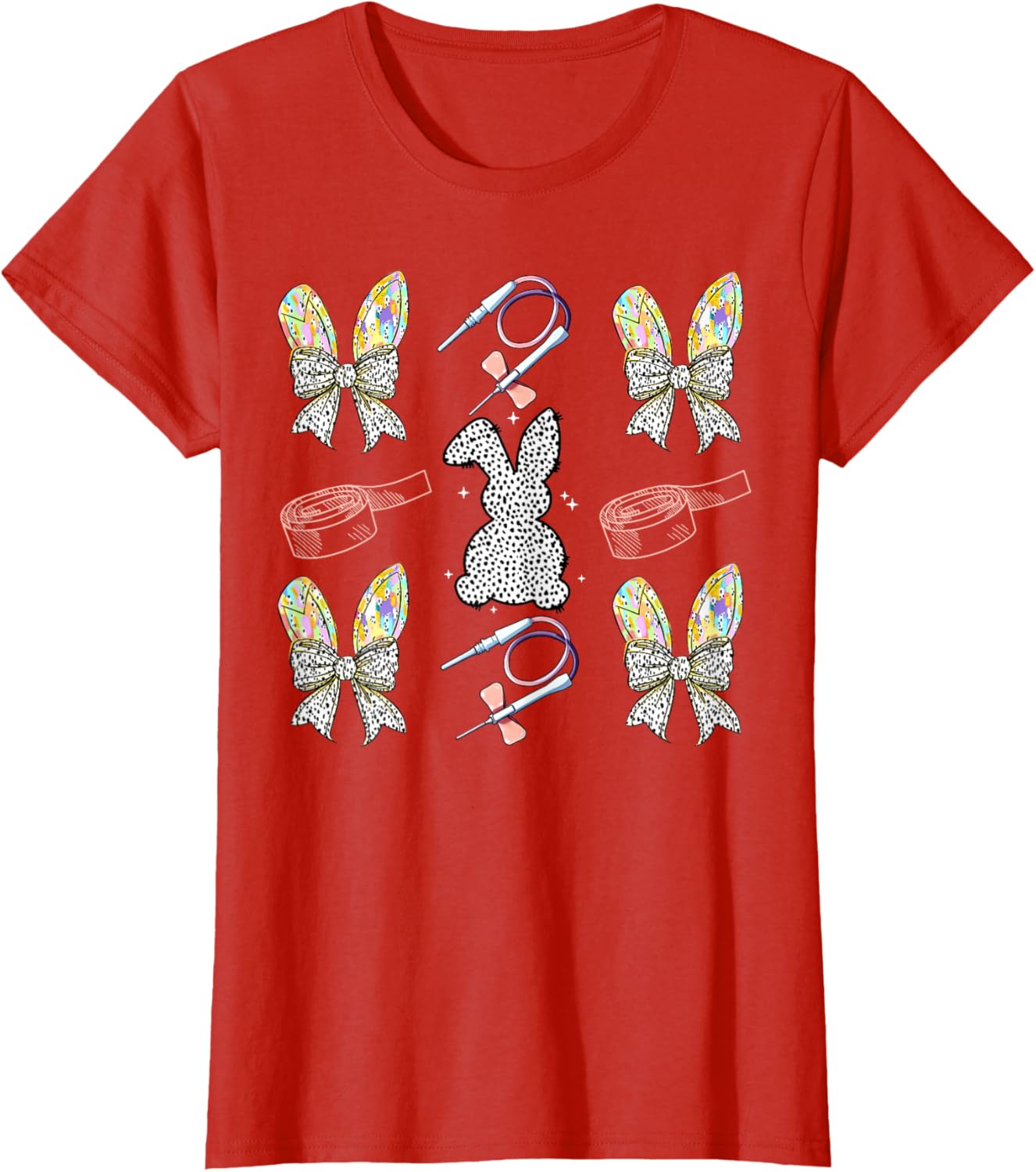 Coquette Bow Phlebotomy Easter Bunny Phlebotomist Tech Phleb T-Shirt