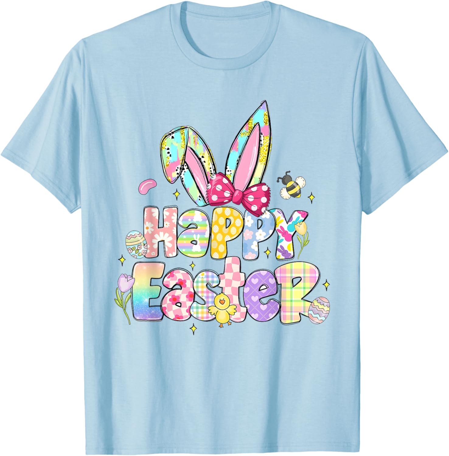 Coquette Bow Sparkling Easter Girl T-Shirt