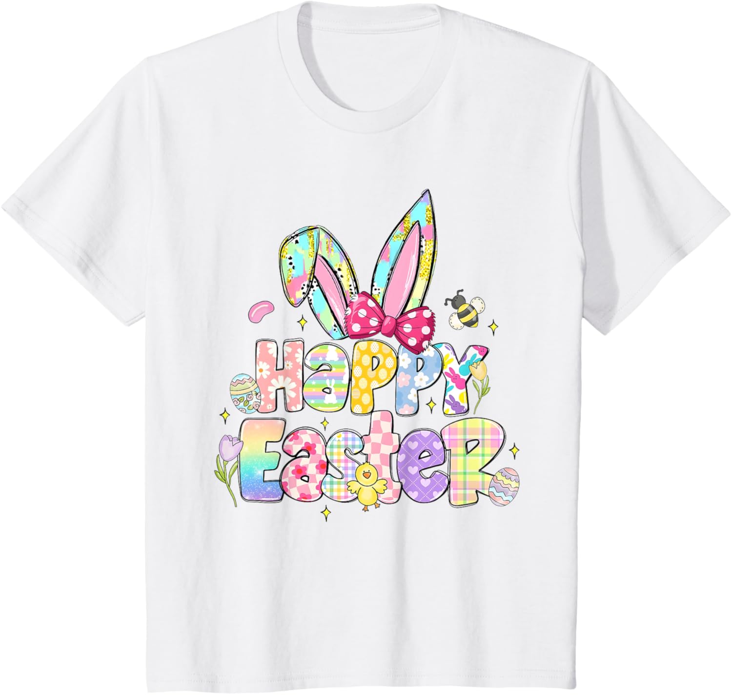 Coquette Bow Sparkling Easter Girl T-Shirt