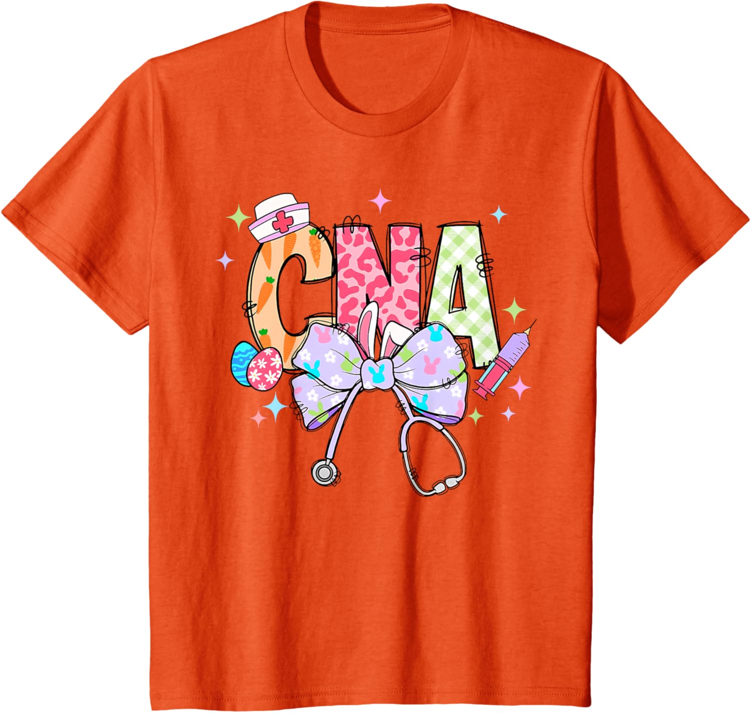 Coquette Bow Stethoscope CNA Nurse Happy Easter Day T-Shirt