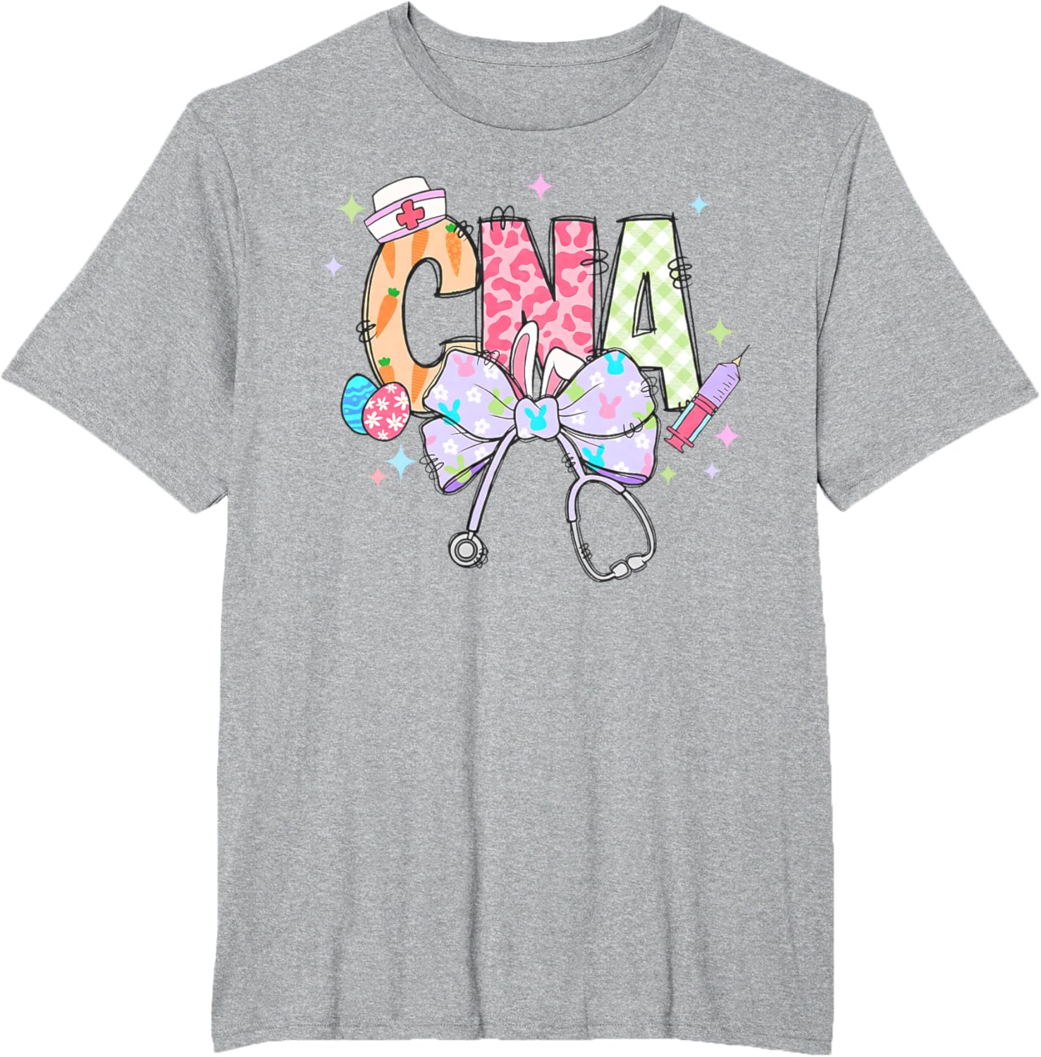 Coquette Bow Stethoscope CNA Nurse Happy Easter Day T-Shirt