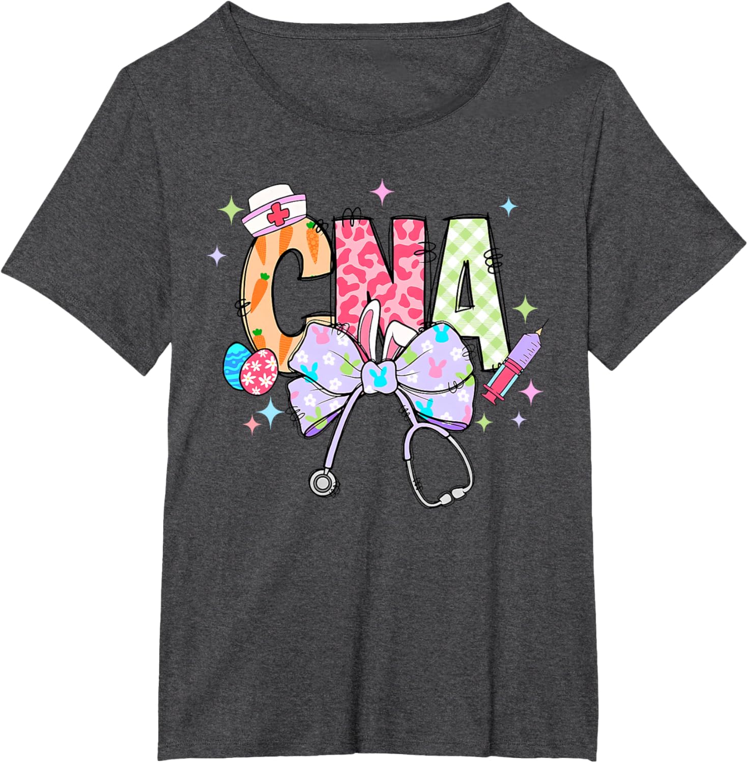 Coquette Bow Stethoscope CNA Nurse Happy Easter Day T-Shirt