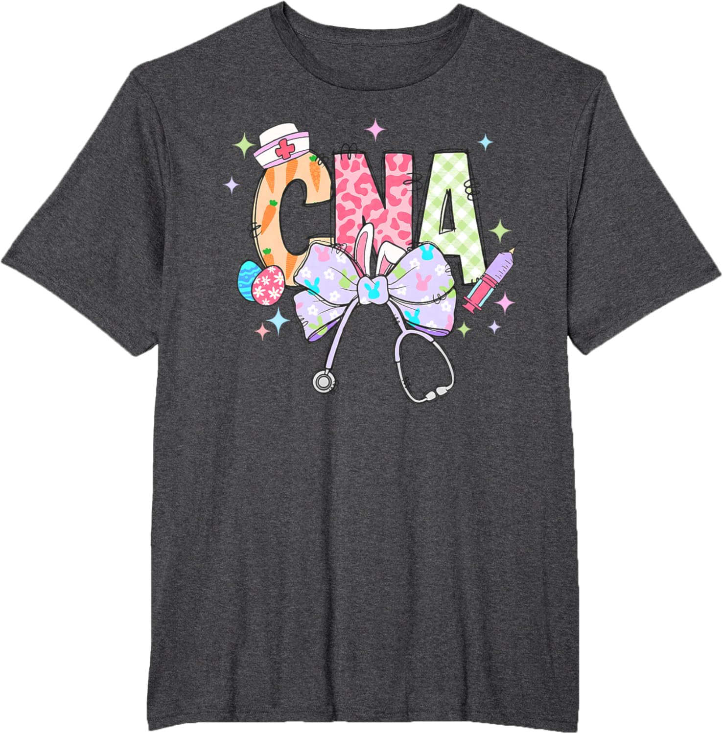 Coquette Bow Stethoscope CNA Nurse Happy Easter Day T-Shirt