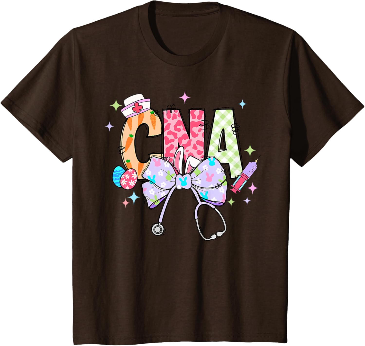 Coquette Bow Stethoscope CNA Nurse Happy Easter Day T-Shirt