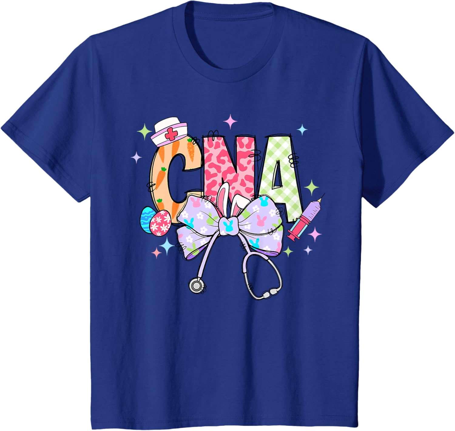 Coquette Bow Stethoscope CNA Nurse Happy Easter Day T-Shirt