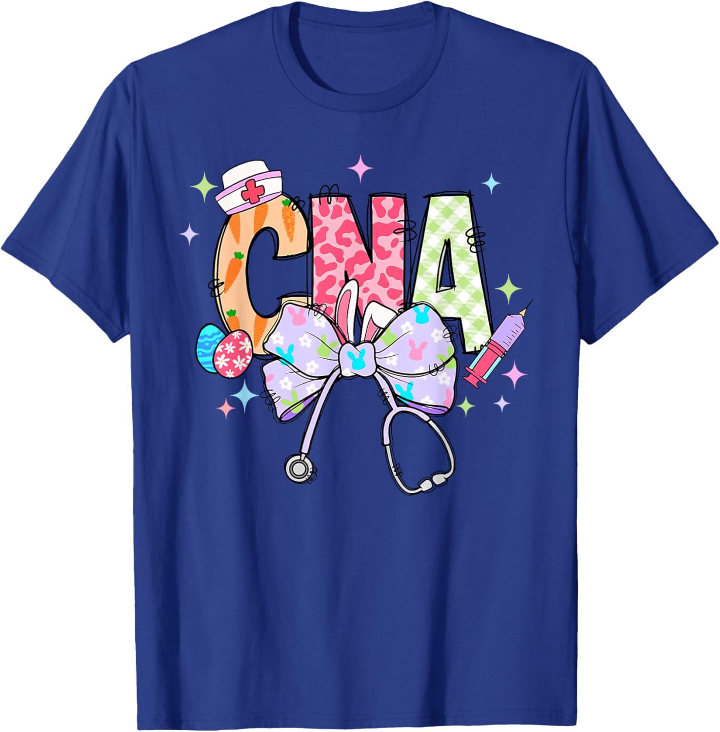 Coquette Bow Stethoscope CNA Nurse Happy Easter Day T-Shirt