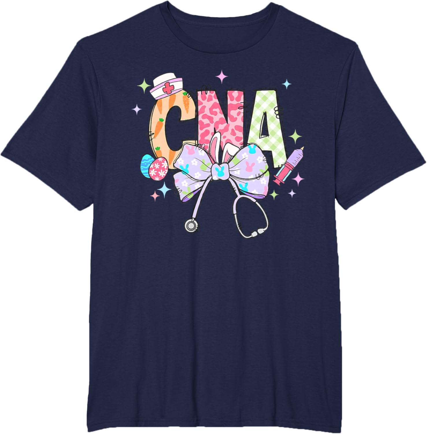 Coquette Bow Stethoscope CNA Nurse Happy Easter Day T-Shirt