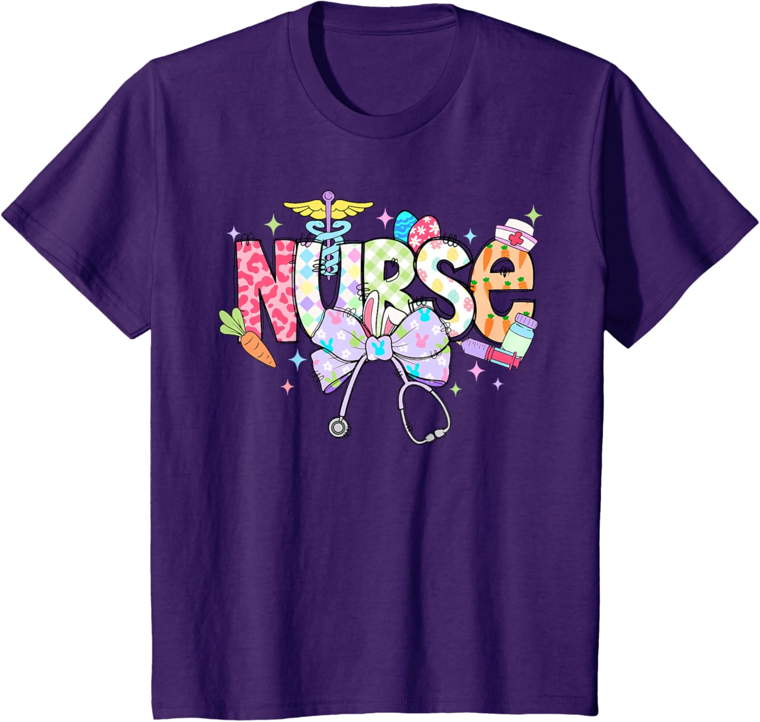 Coquette Bow Stethoscope Nurse Happy Easter Day T-Shirt